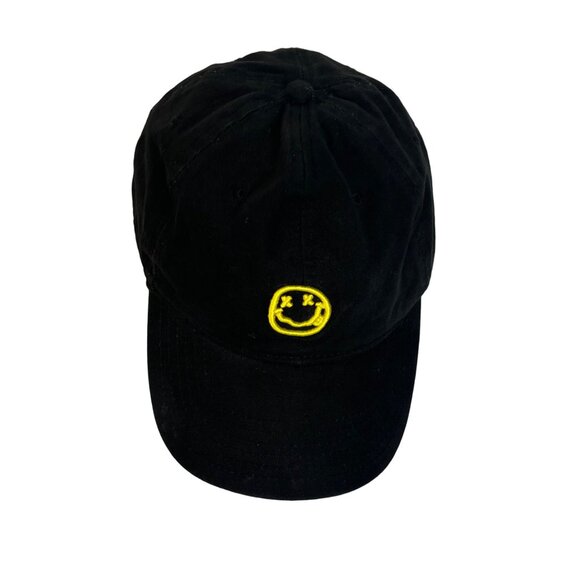 Nirvana Baseball Cap Hat Black Yellow Embroidery Happy Face - Picture 3 of 10